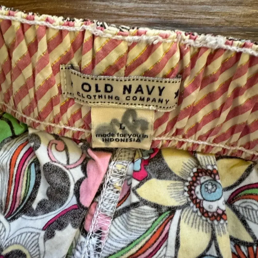 Old Navy Girls’ Flowered Pajama Pants Multi Elastic Waist Size L